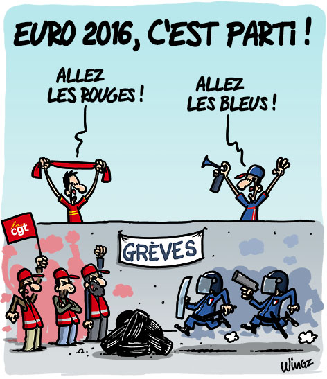 grèves CGT menacent l'euro de football 2016 en France